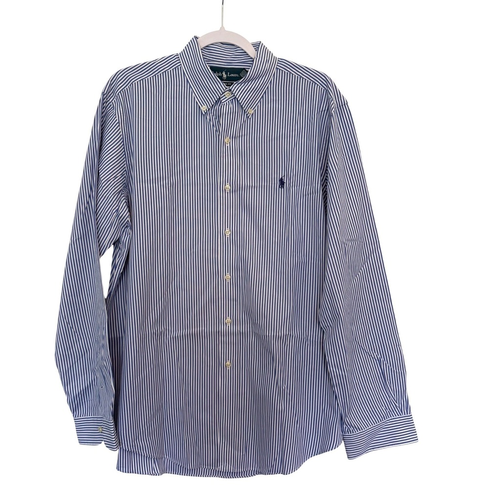 Polo Ralph Lauren Striped Shirt Large Classic Fit Blue White Coastal Grandpacore